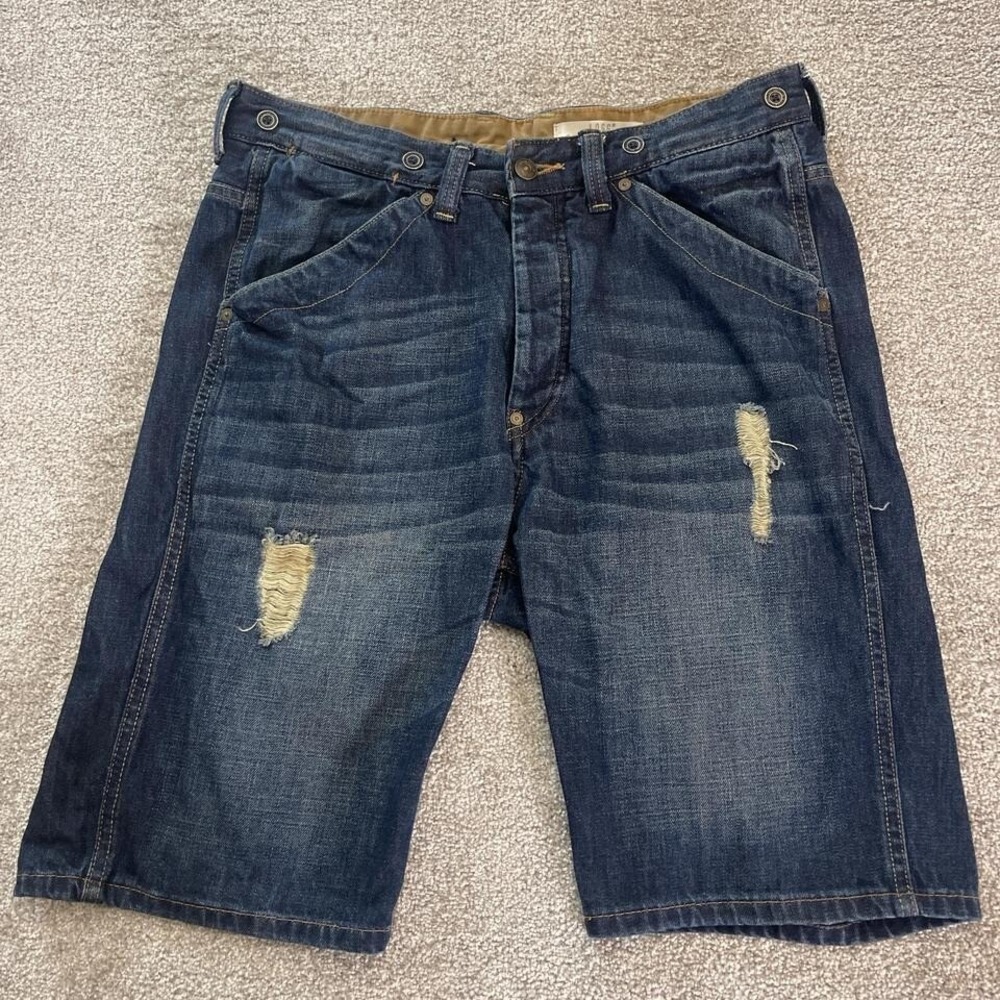 LOGG by H&M Men's Size 32 Blue Denim Jorts Jeans Shorts Baggy Fit Distressed